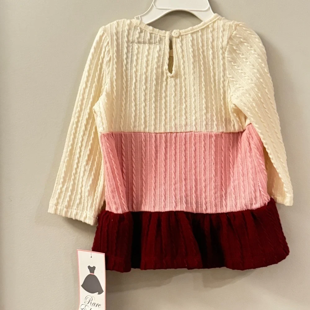 Rare Editions Baby Girls Top and Legging Outfit, 2 Piece Set - Burgundy Size 18M